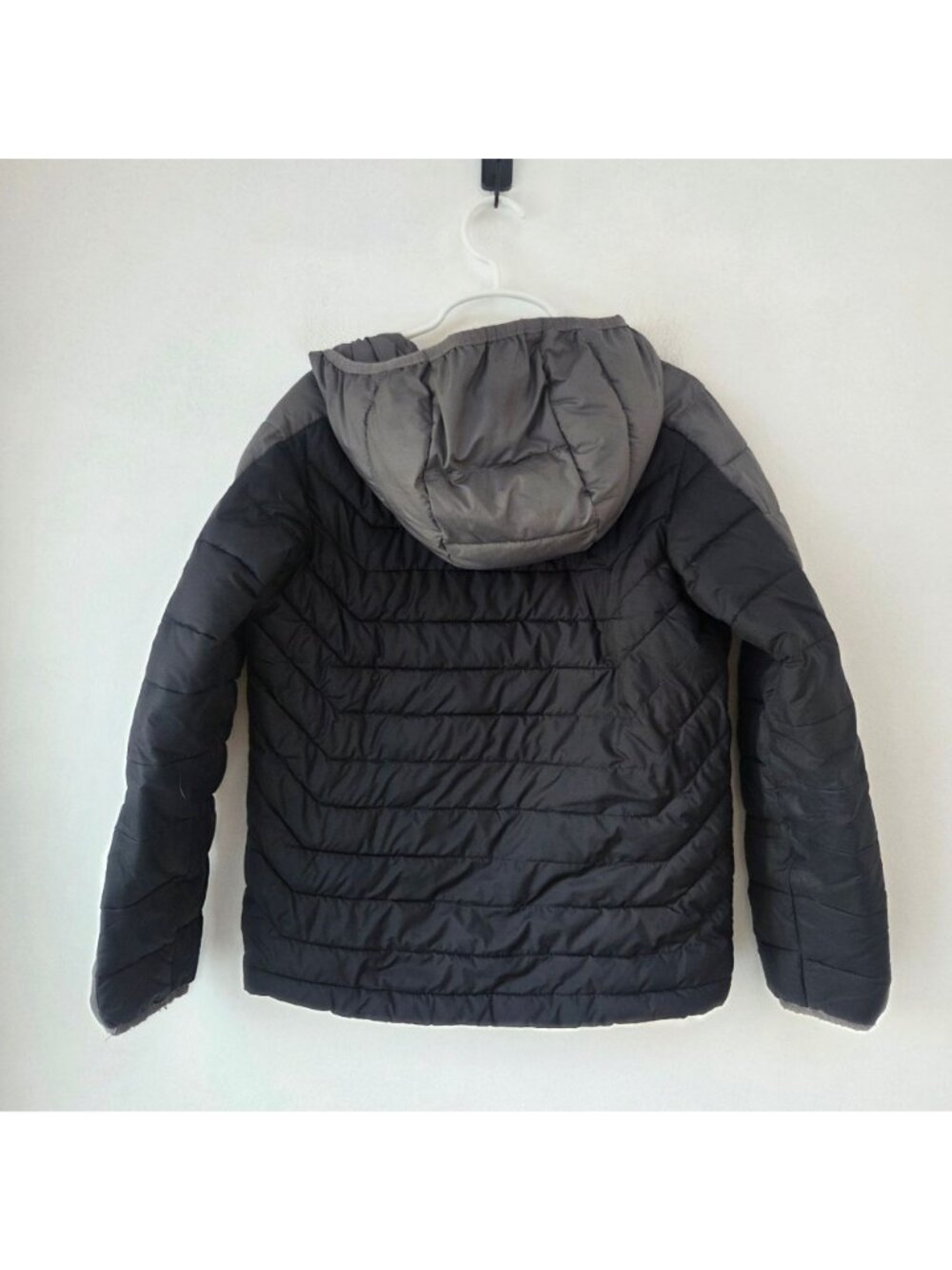 Columbia Omni-Heat Puffer Coat Jacket Grey Black Winter Hooded Boys S (8) - Picture 2 of 7